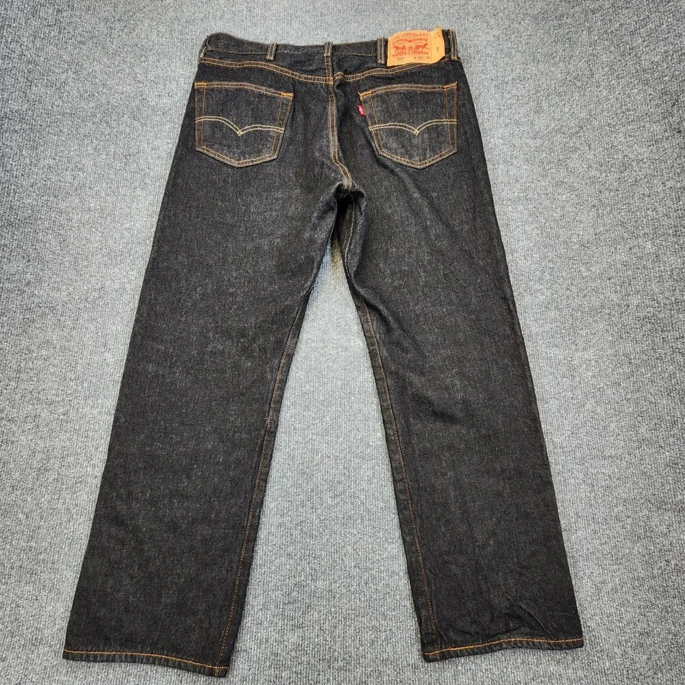 Levis 501 Original Fit Jeans Mens 38x30 (Fits 35x28) Black‎ Dark Wash Button Fly